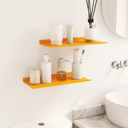 Mensola sospesa 2 pcs Giallo senape 40 x 18 x 2,5 cm Acciaio | homemem39