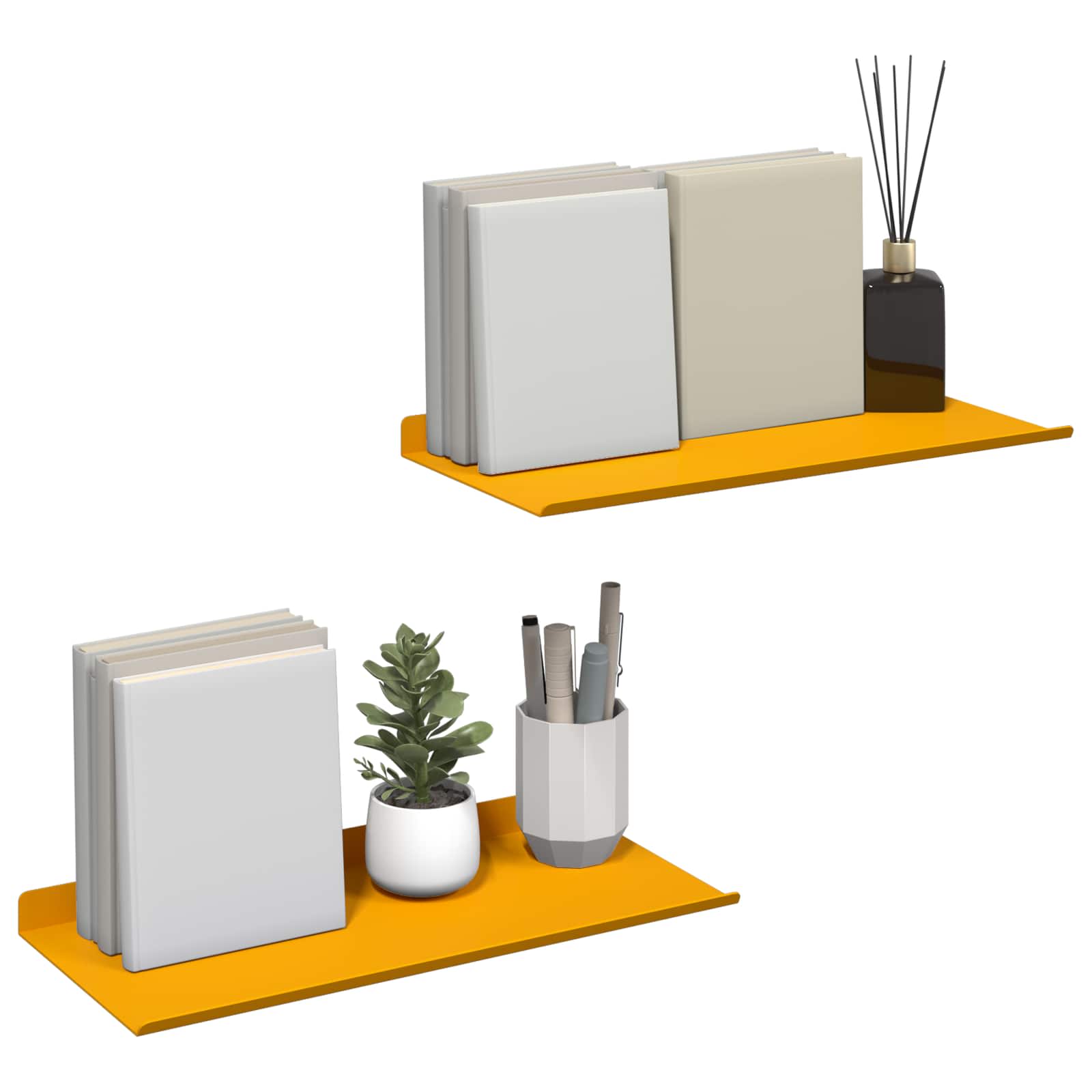 Mensola sospesa 2 pcs Giallo senape 40 x 18 x 2,5 cm Acciaio | homemem39