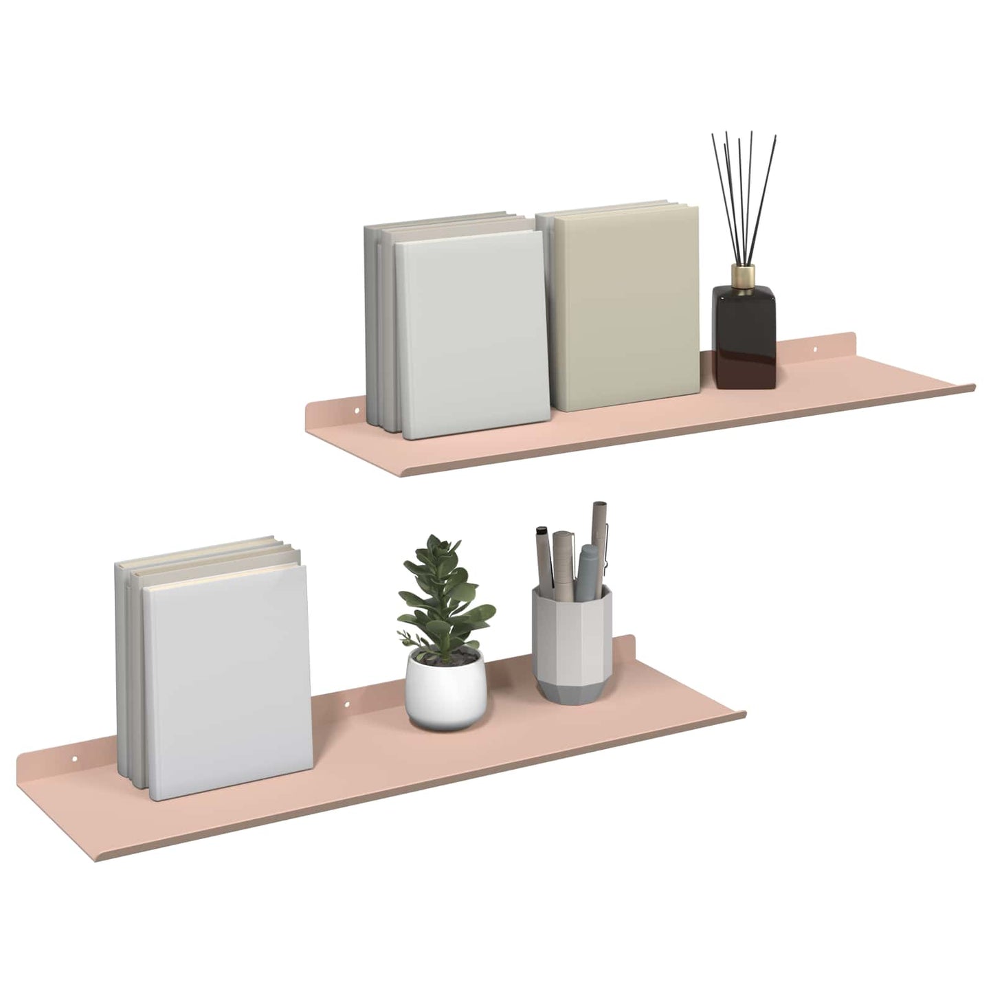 Mensola sospesa 2 pcs Rosa 60 x 18 x 2,5 cm Acciaio | homemem39