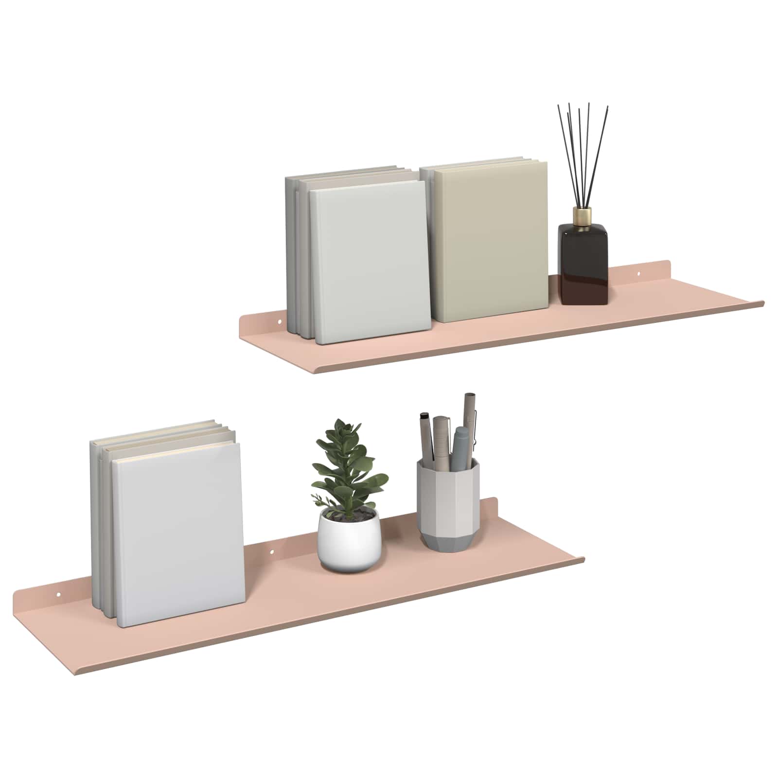 Mensola sospesa 2 pcs Rosa 60 x 18 x 2,5 cm Acciaio | homemem39