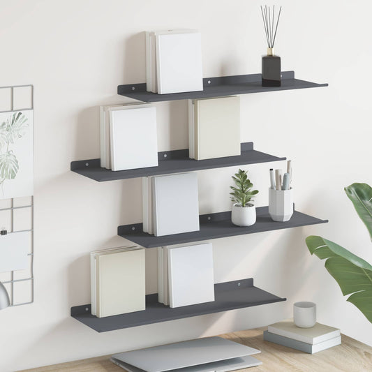 Mensola sospesa 4 pcs Antracite 60 x 18 x 2,5 cm Acciaio | homemem39