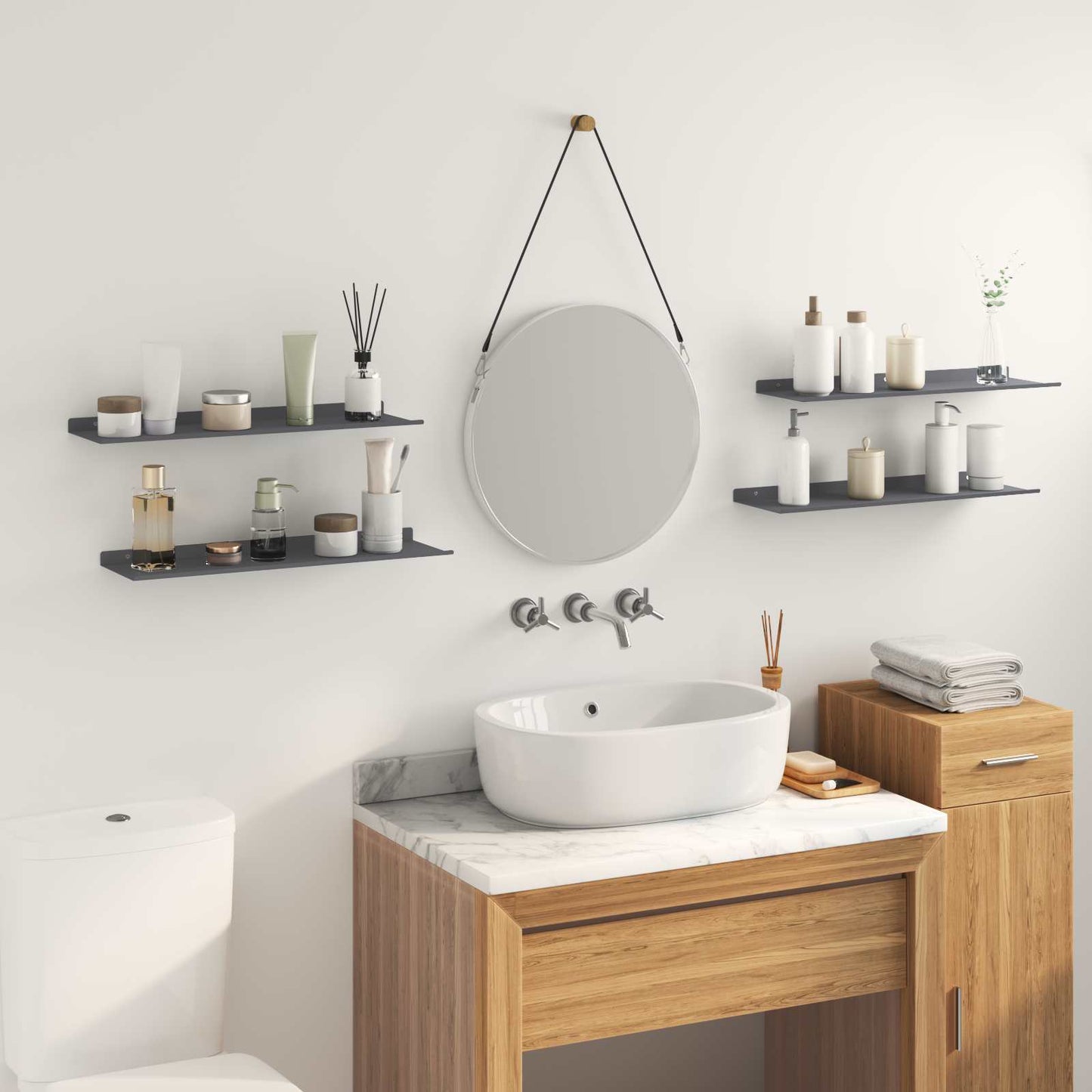 Mensola sospesa 4 pcs Antracite 60 x 18 x 2,5 cm Acciaio | homemem39