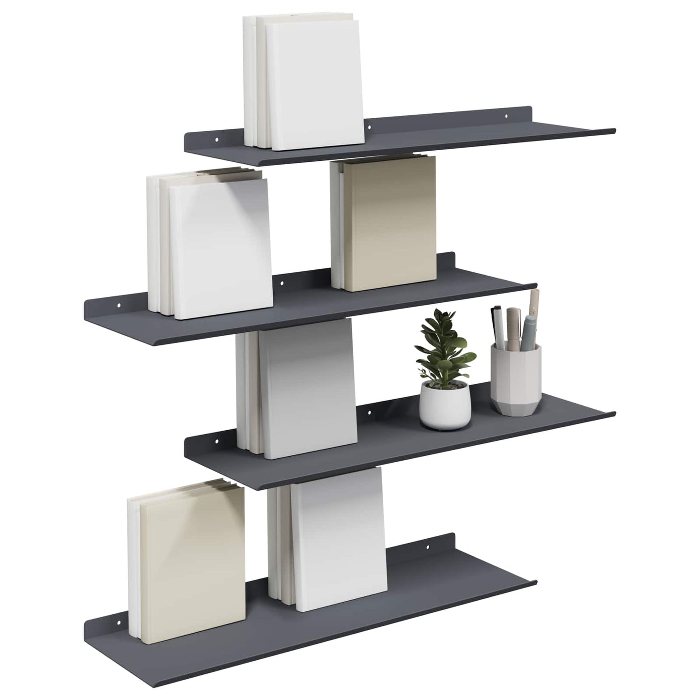 Mensola sospesa 4 pcs Antracite 60 x 18 x 2,5 cm Acciaio | homemem39