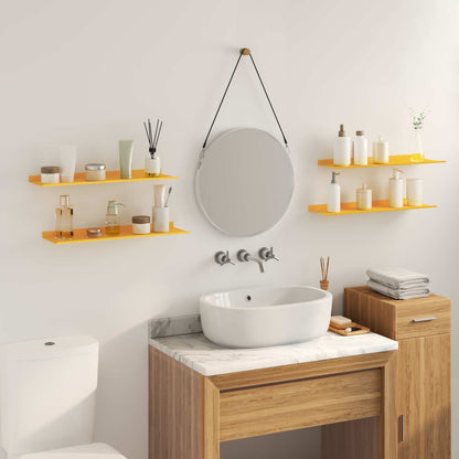 Mensola sospesa 4 pcs Giallo senape 60 x 18 x 2,5 cm Acciaio | homemem39