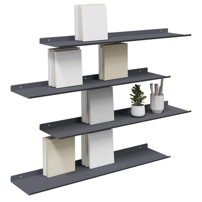 Mensola sospesa 4 pcs Antracite 80 x 18 x 2,5 cm Acciaio | homemem39