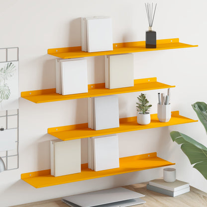 Mensola sospesa 4 pcs Giallo senape 80 x 18 x 2,5 cm Acciaio | homemem39