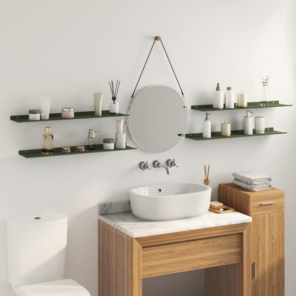 Mensola sospesa 4 pcs Verde oliva 80 x 18 x 2,5 cm Acciaio | homemem39