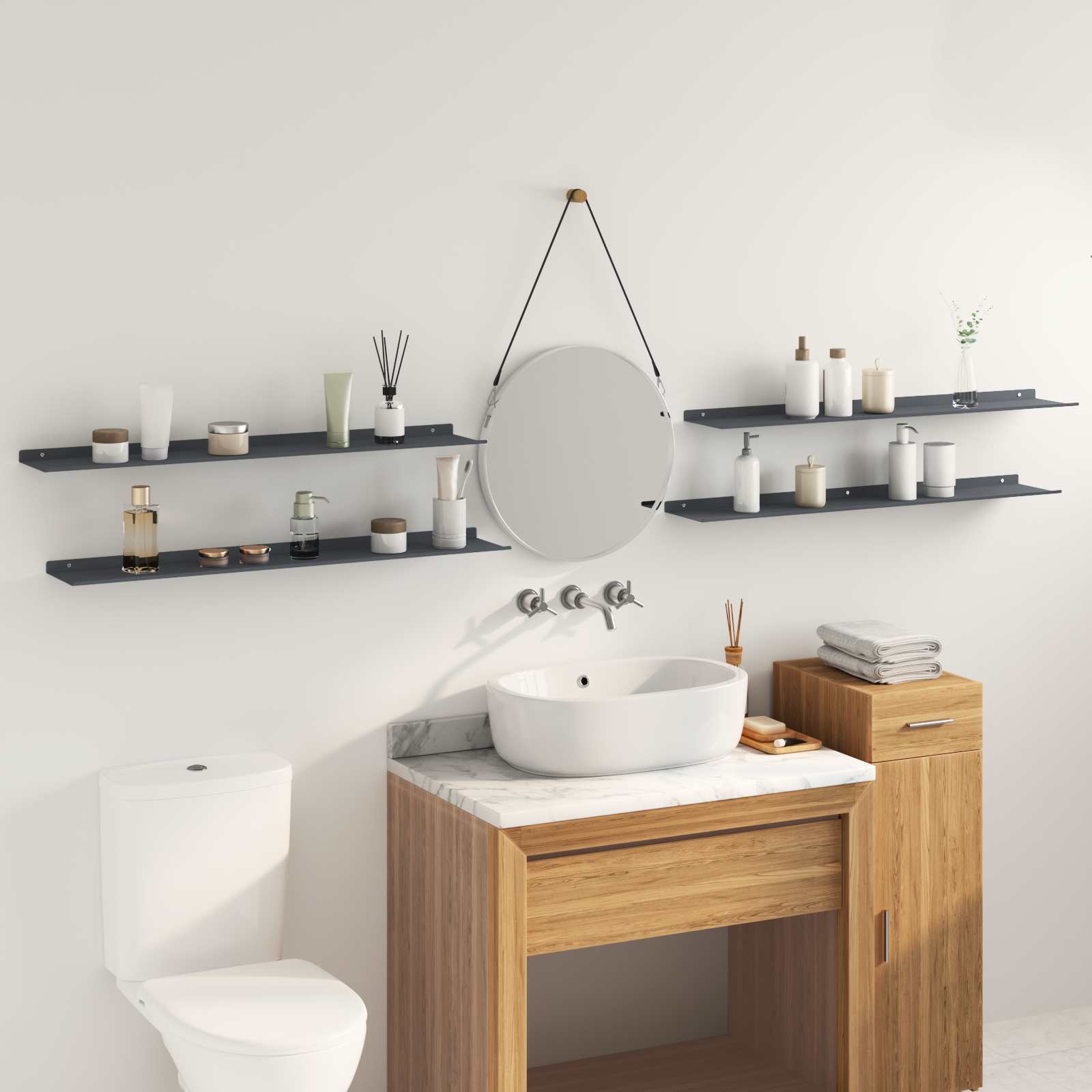 Mensola sospesa 4 pcs Antracite 100 x 18 x 2,5 cm Acciaio | homemem39
