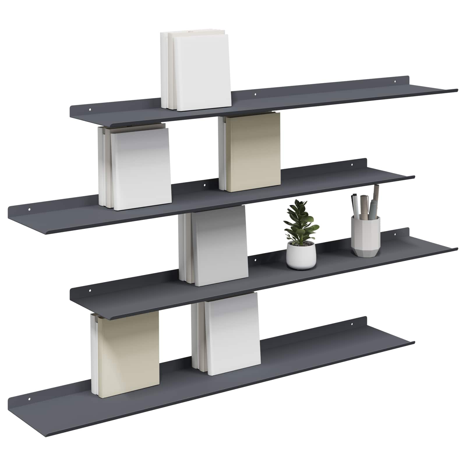 Mensola sospesa 4 pcs Antracite 100 x 18 x 2,5 cm Acciaio | homemem39