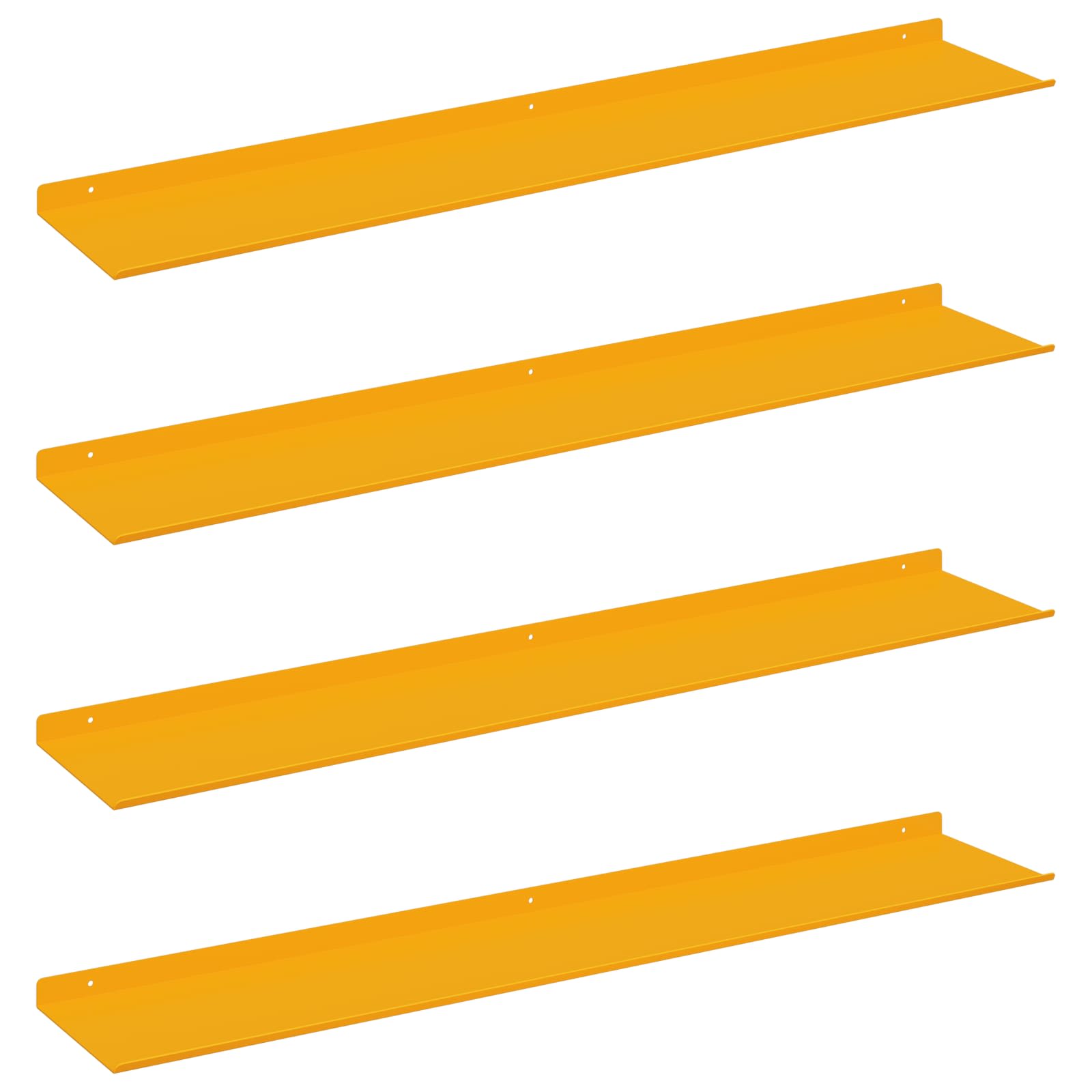 Mensola sospesa 4 pcs Giallo senape 100 x 18 x 2,5 cm Acciaio | homemem39