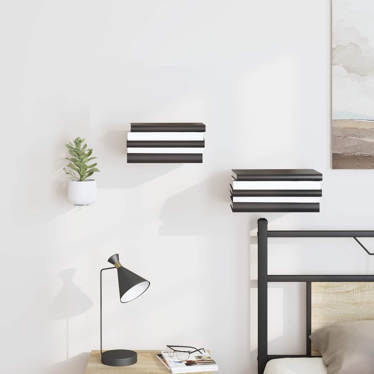 Mensola sospesa con lo scaffale 4 pcs Bianco 6 x 10,8 x 6,6 cm | homemem39