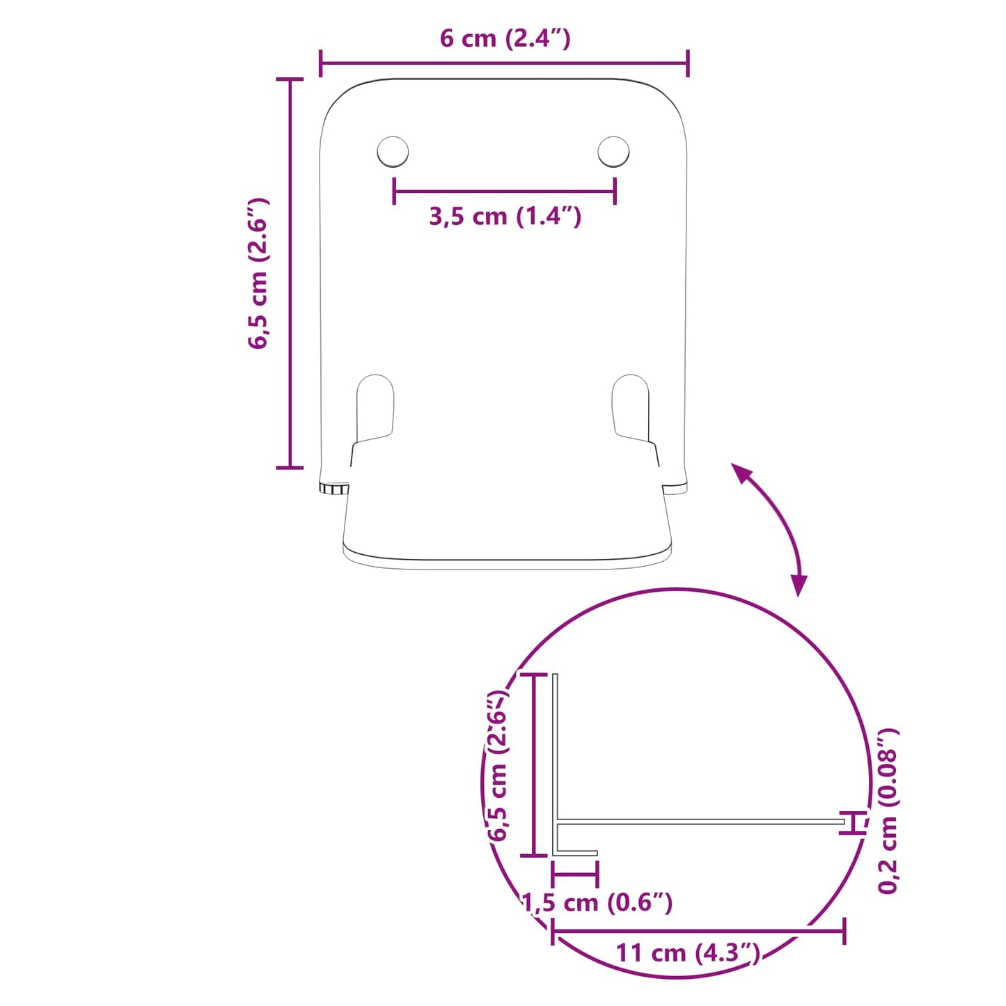 Mensola sospesa con lo scaffale 4 pcs Bianco 6 x 10,8 x 6,6 cm | homemem39