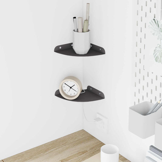 Mensola sospesa con lo scaffale 2 pcs Nero 15 x 15 x 2 cm | homemem39