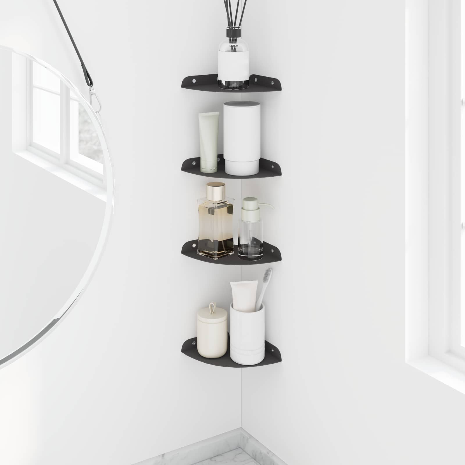 Mensola sospesa con lo scaffale 4 pcs Nero 15 x 15 x 2 cm | homemem39