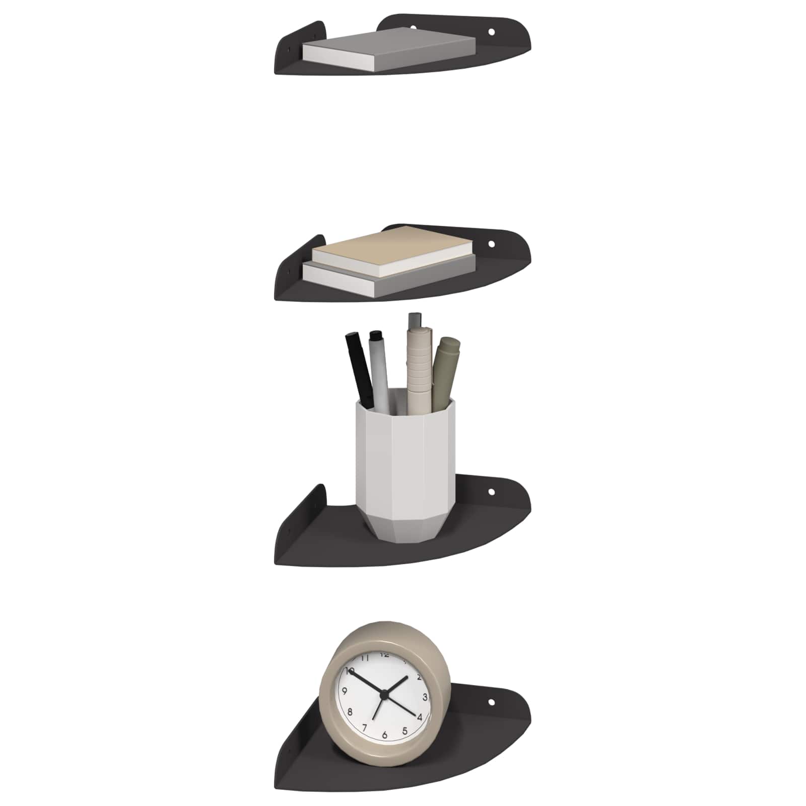 Mensola sospesa con lo scaffale 4 pcs Nero 15 x 15 x 2 cm | homemem39
