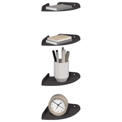 Mensola sospesa con lo scaffale 4 pcs Nero 15 x 15 x 2 cm | homemem39