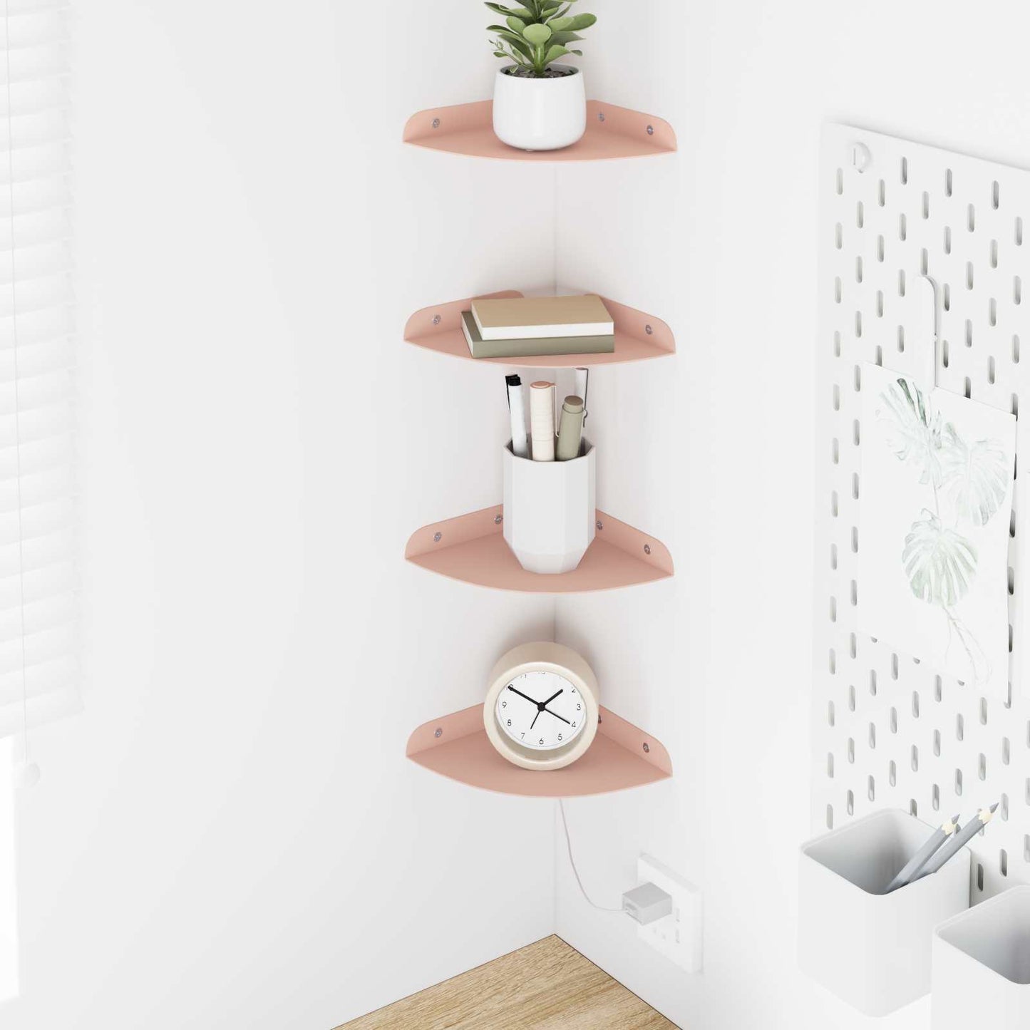 Mensola sospesa con lo scaffale 4 pcs Rosa 15 x 15 x 2 cm | homemem39