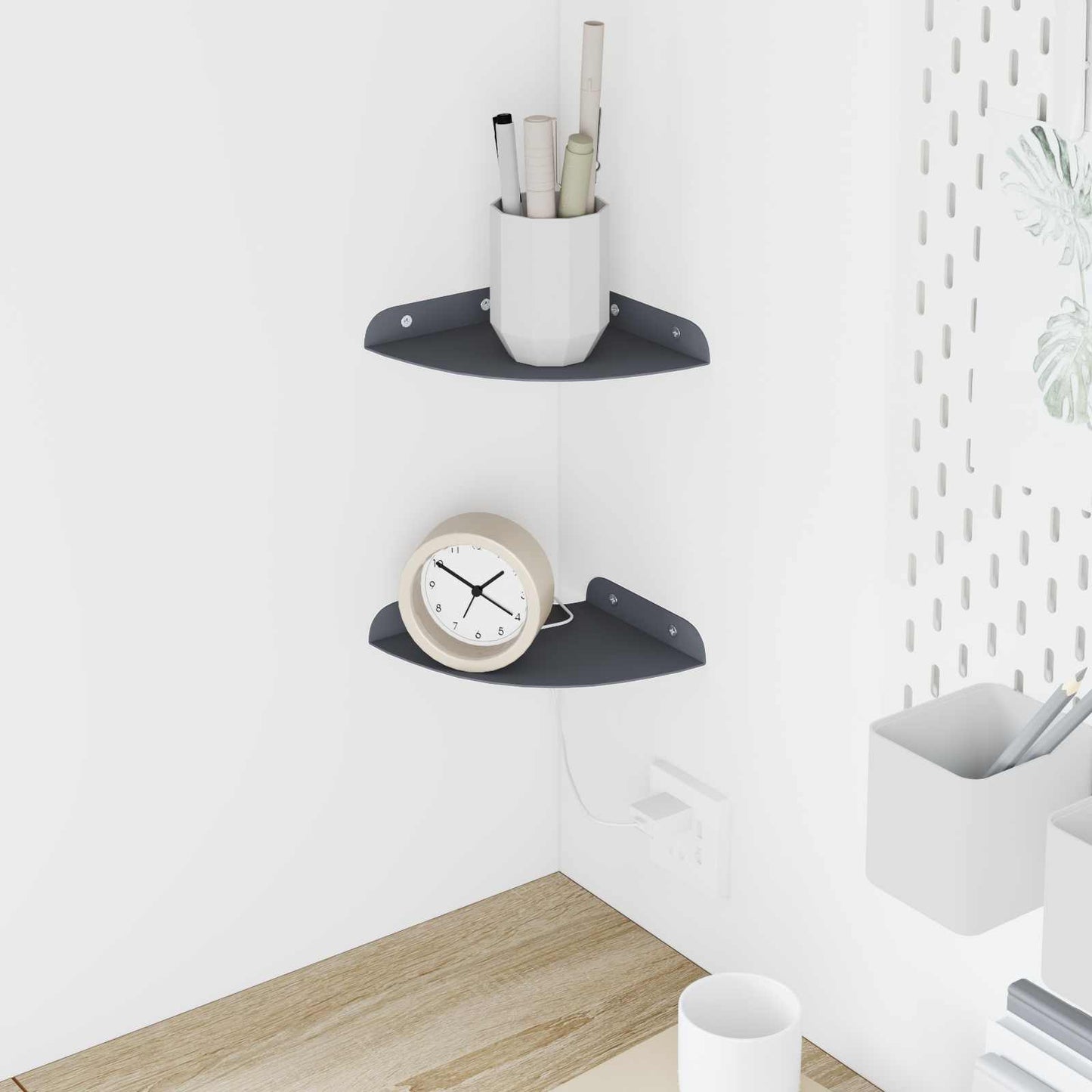 Mensola sospesa con lo scaffale 2 pcs Antracite 15 x 15 x 2 cm | homemem39