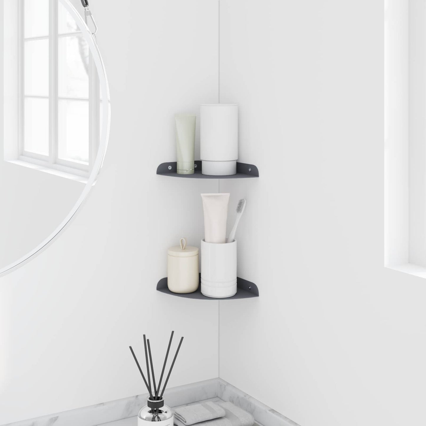 Mensola sospesa con lo scaffale 2 pcs Antracite 15 x 15 x 2 cm | homemem39