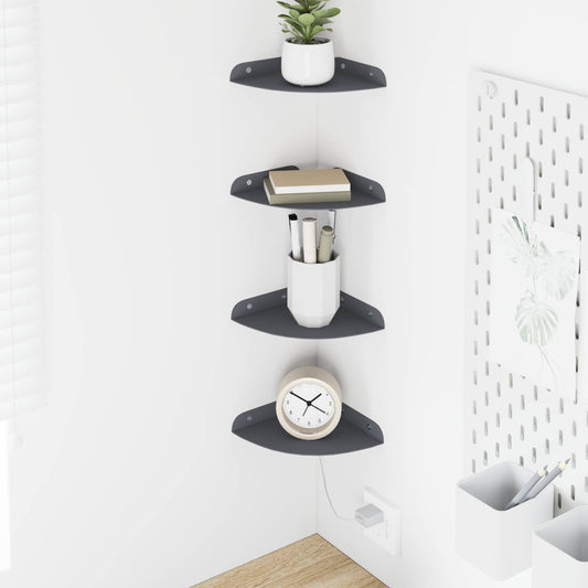 Mensola sospesa con lo scaffale 4 pcs Antracite 15 x 15 x 2 cm | homemem39