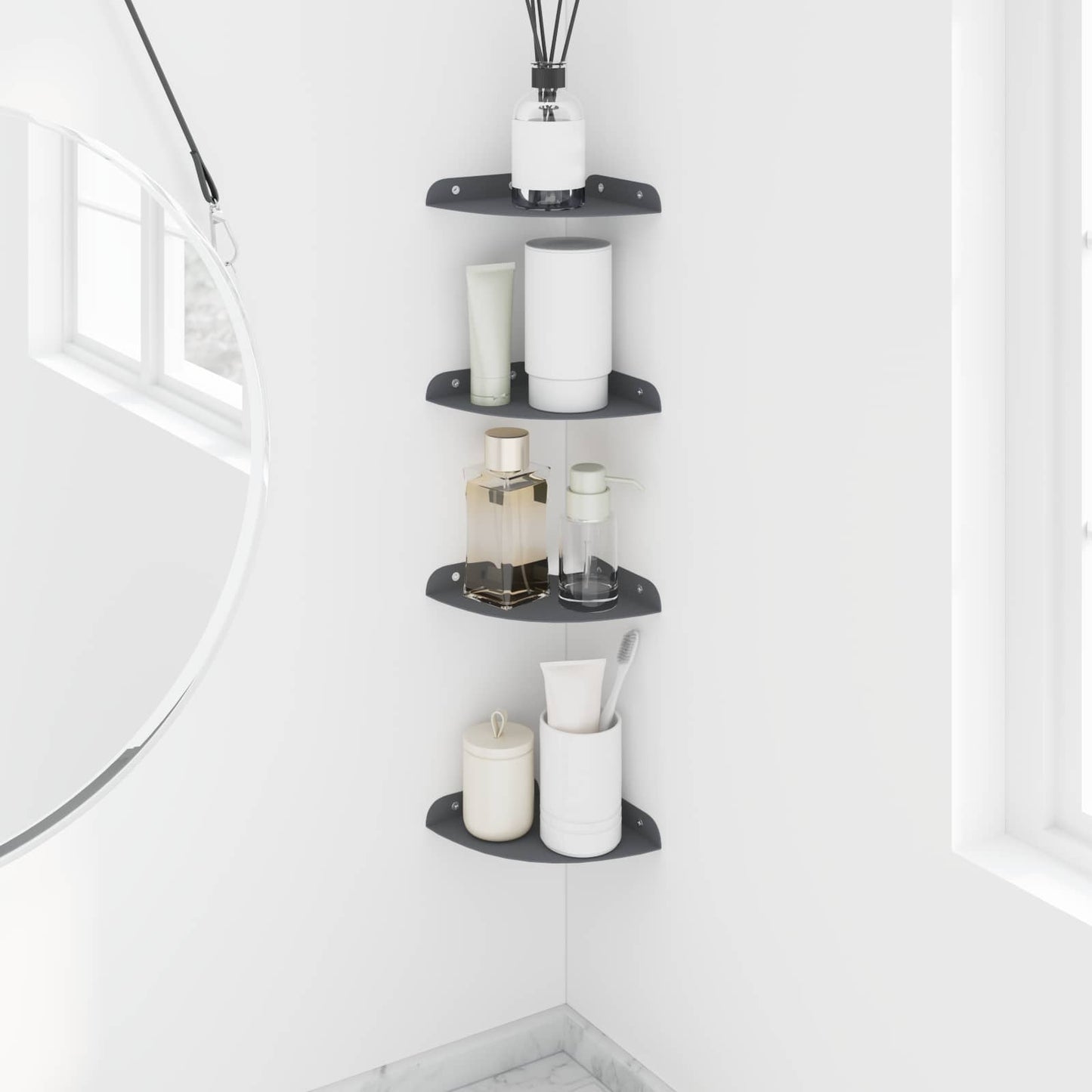 Mensola sospesa con lo scaffale 4 pcs Antracite 15 x 15 x 2 cm | homemem39