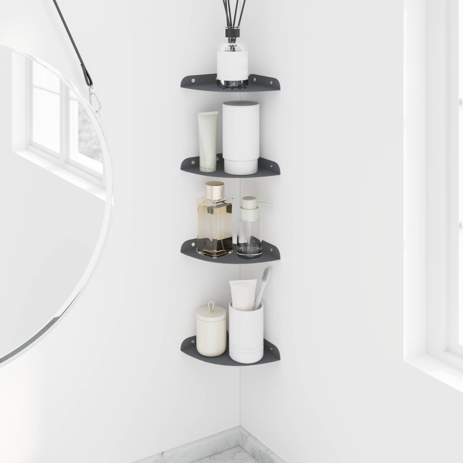 Mensola sospesa con lo scaffale 4 pcs Antracite 15 x 15 x 2 cm | homemem39