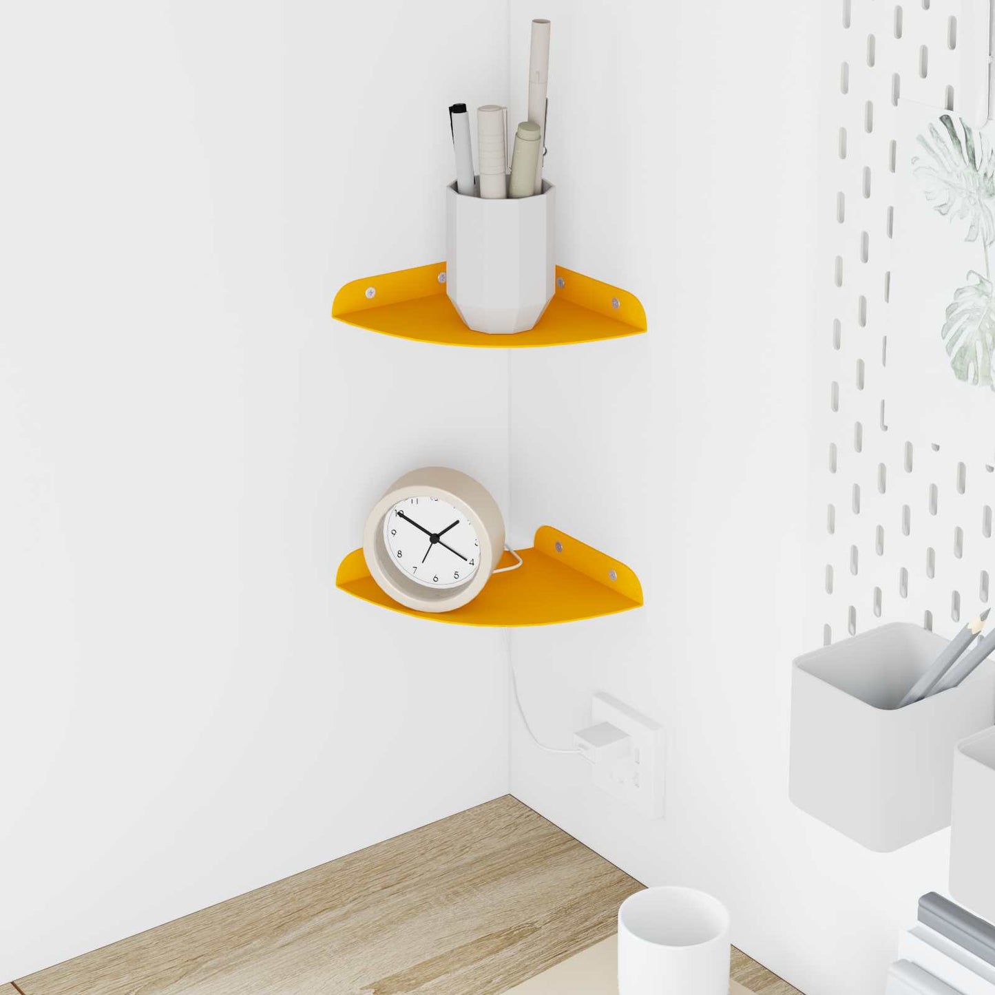 Mensola sospesa 2 pcs Giallo senape 15 x 15 x 2 cm