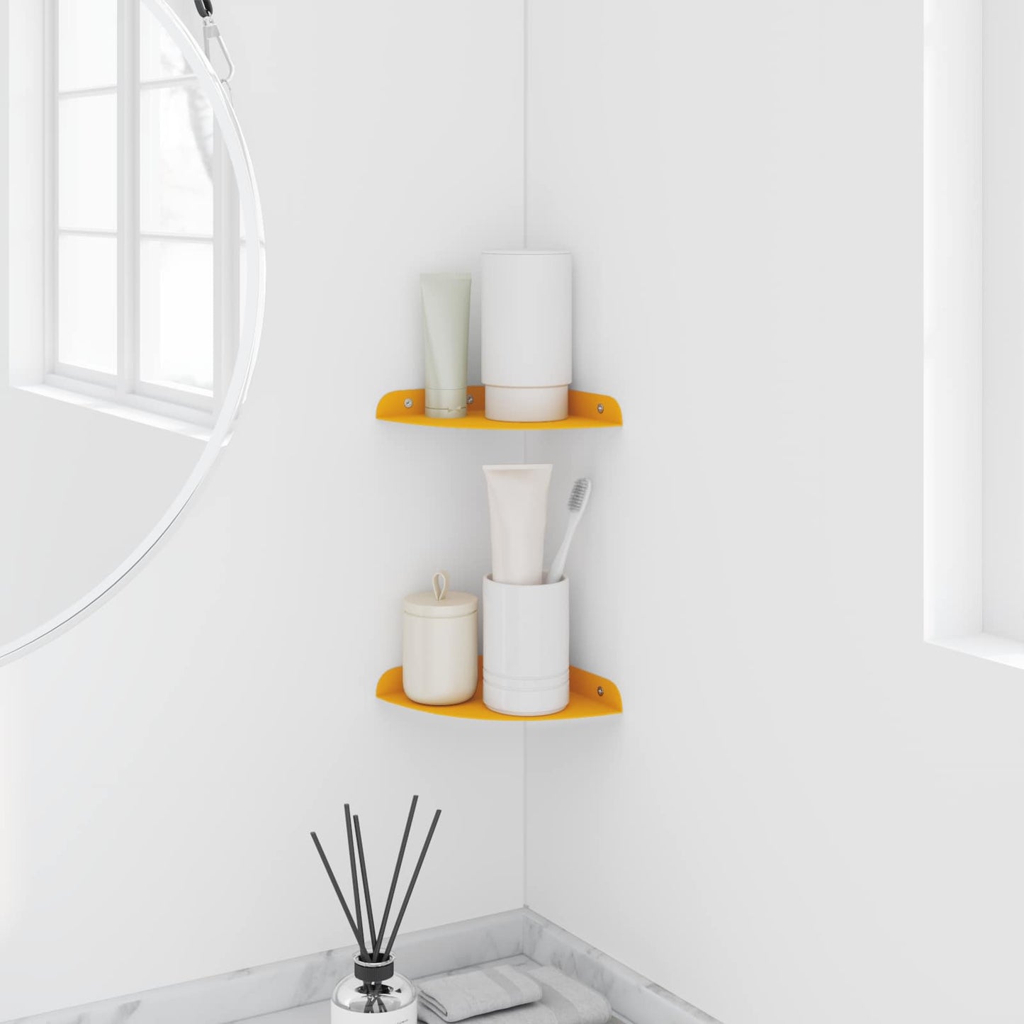 Mensola sospesa 2 pcs Giallo senape 15 x 15 x 2 cm | homemem39