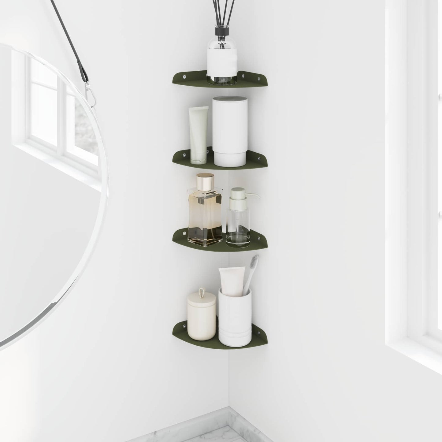 Mensola sospesa 4 pcs Verde oliva 15 x 15 x 2 cm | homemem39