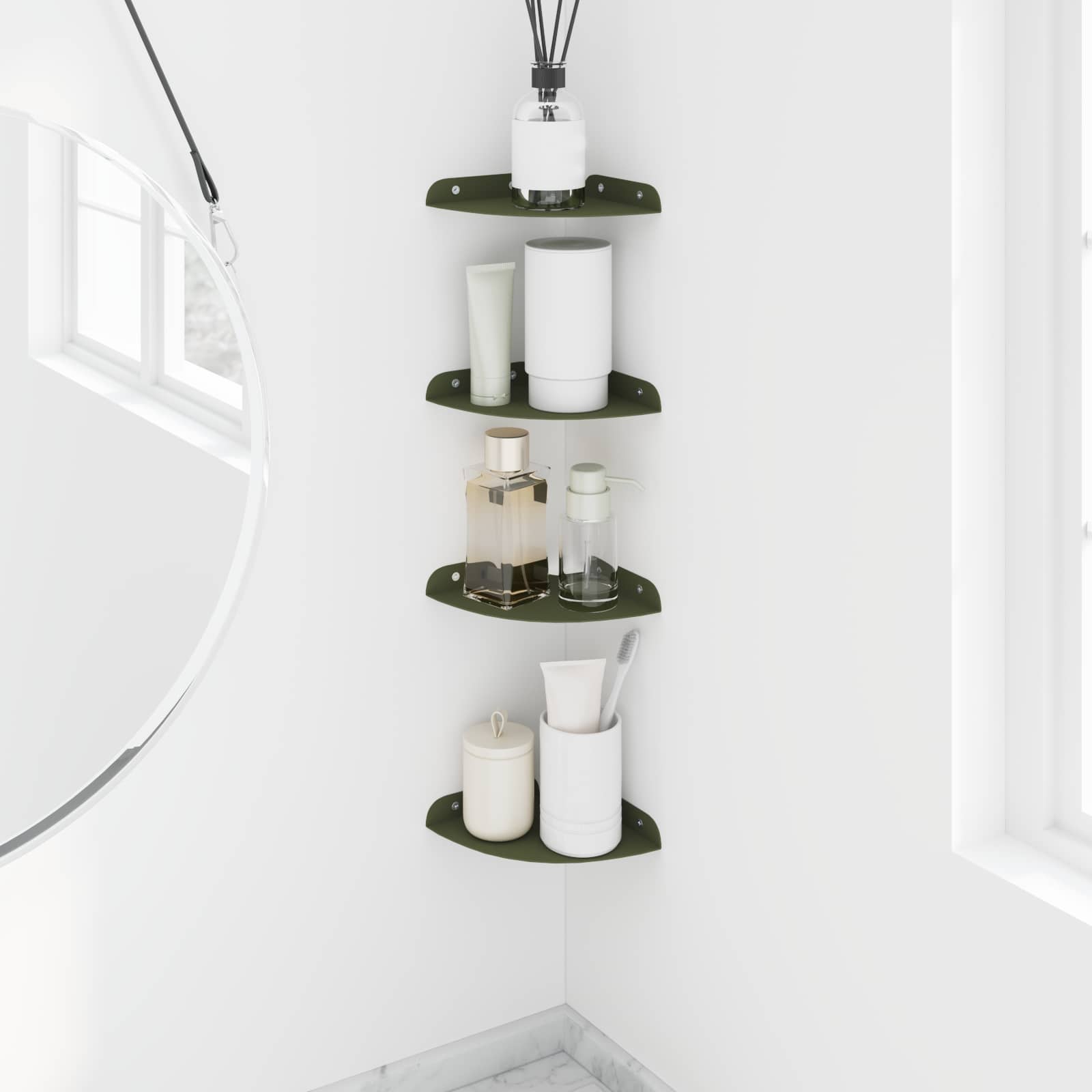 Mensola sospesa 4 pcs Verde oliva 15 x 15 x 2 cm | homemem39