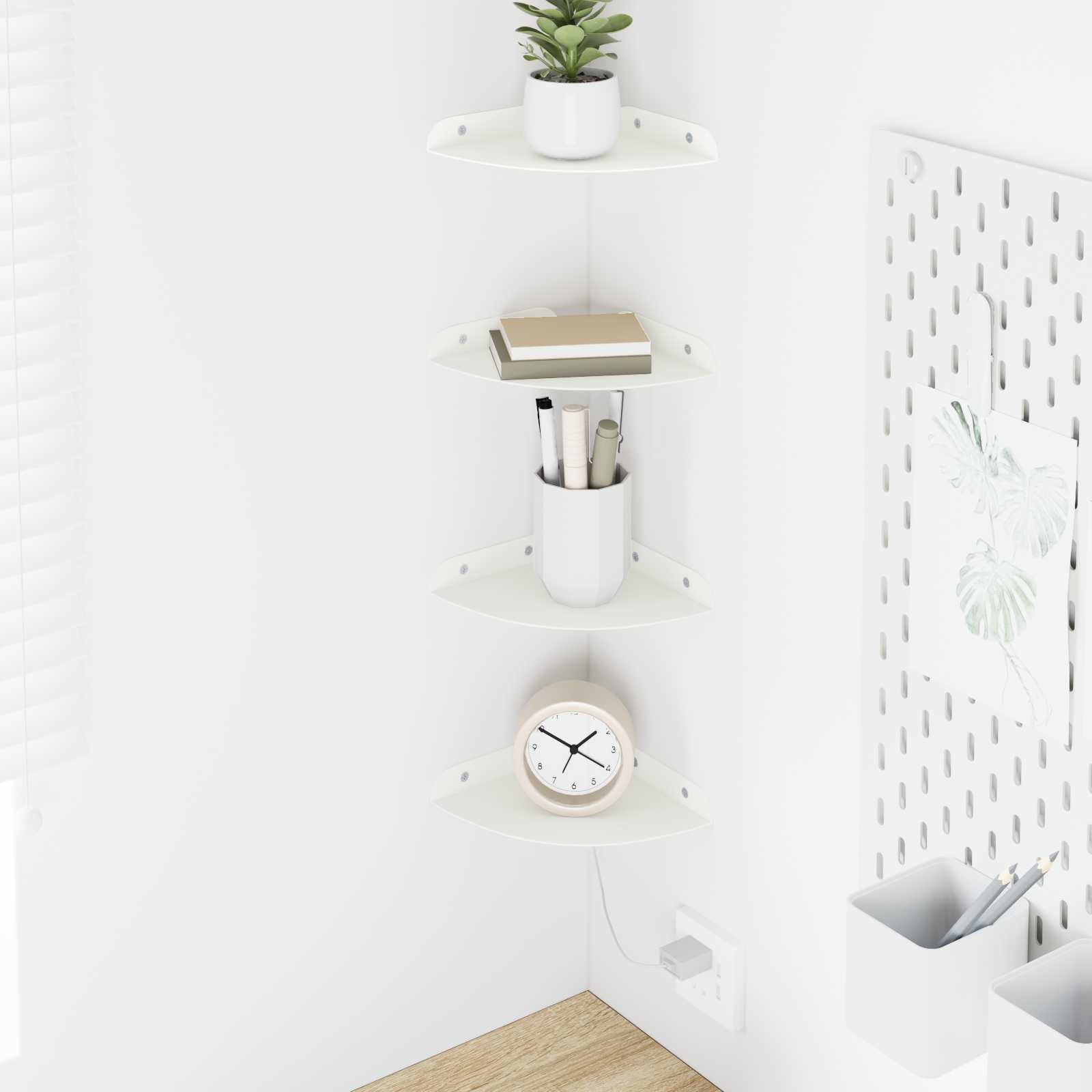 Mensola sospesa con lo scaffale 4 pcs Bianco 15 x 15 x 2 cm | homemem39