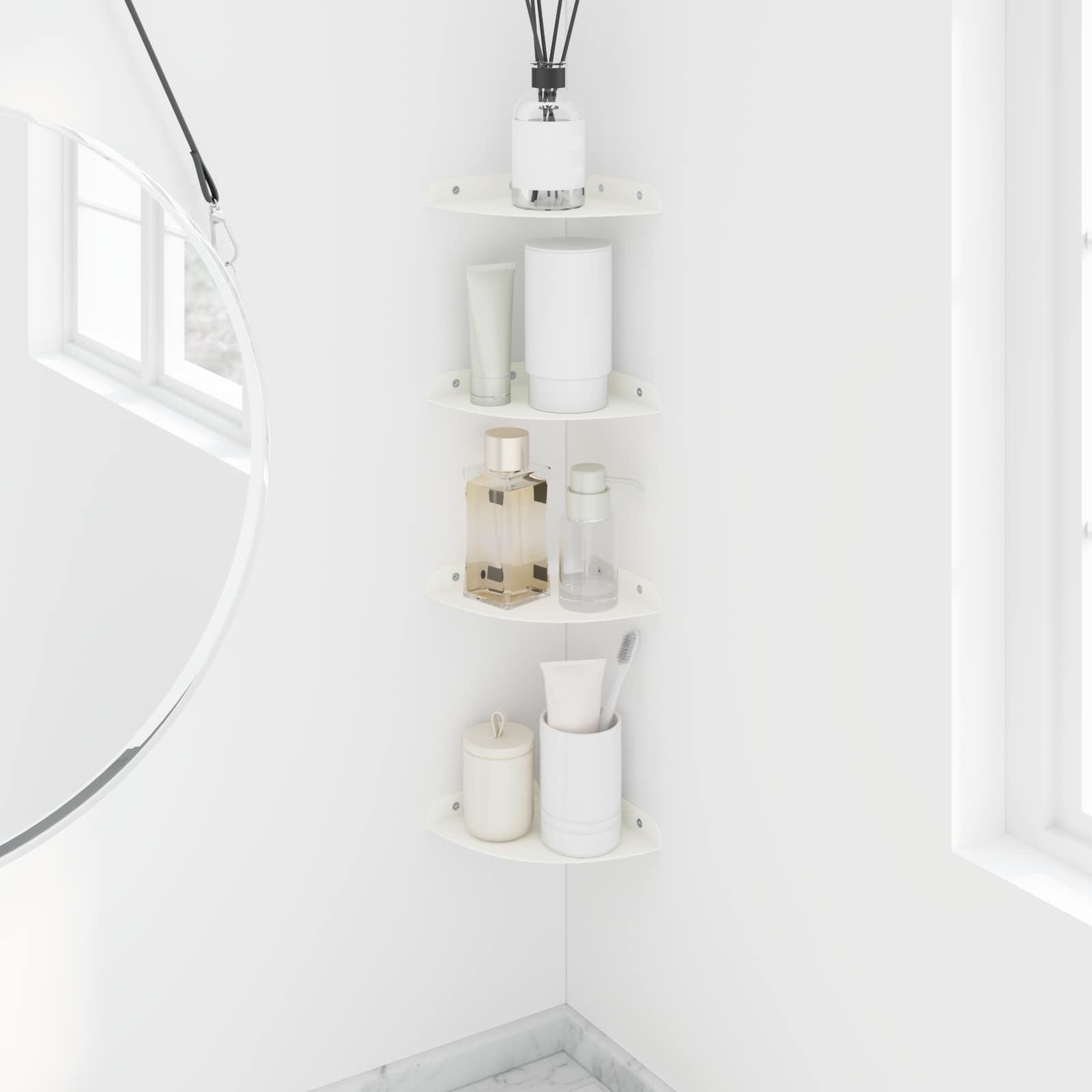 Mensola sospesa con lo scaffale 4 pcs Bianco 15 x 15 x 2 cm | homemem39
