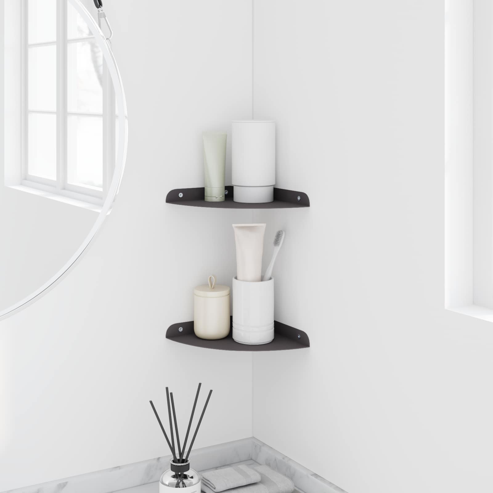 Mensola sospesa con lo scaffale 2 pcs Nero 18 x 18 x 2 cm | homemem39