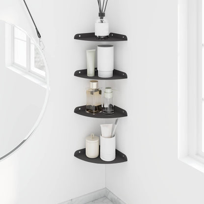 Mensola sospesa con lo scaffale 4 pcs Nero 18 x 18 x 2 cm | homemem39