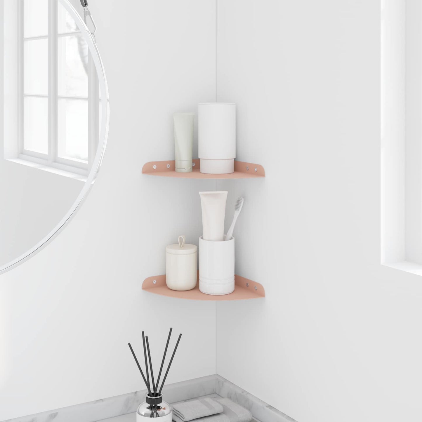 Mensola sospesa con lo scaffale 2 pcs Rosa 18 x 18 x 2 cm | homemem39