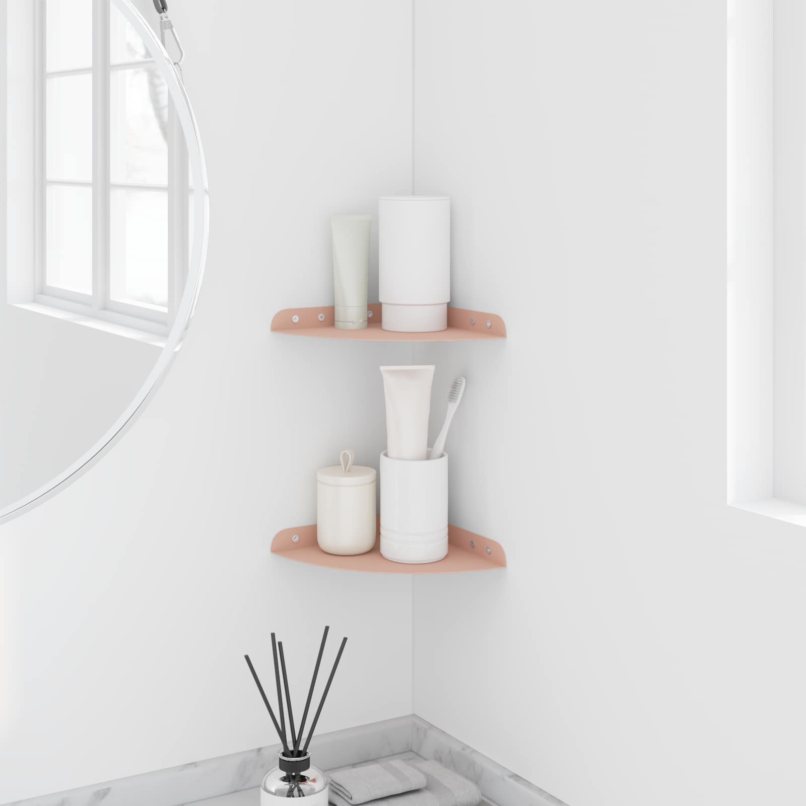 Mensola sospesa con lo scaffale 2 pcs Rosa 18 x 18 x 2 cm | homemem39