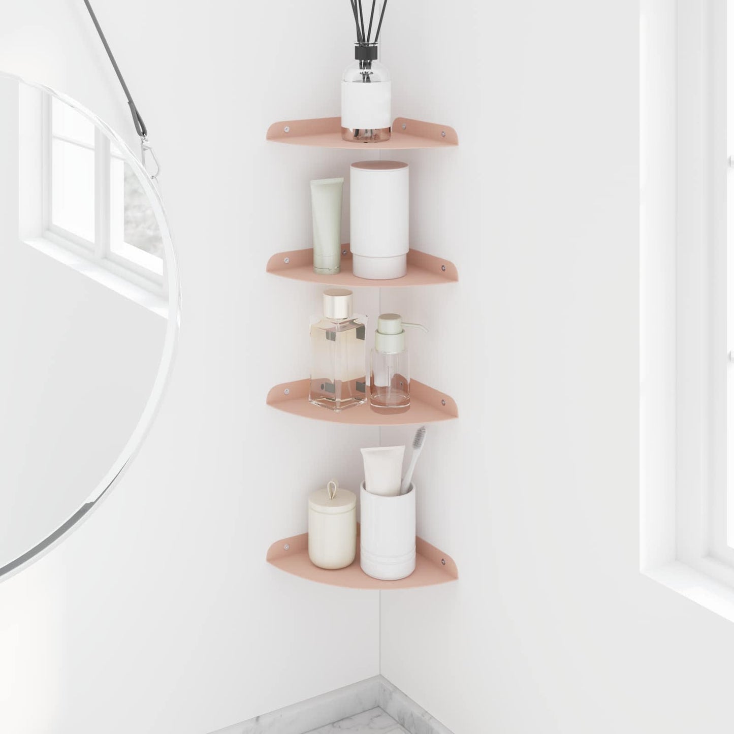 Mensola sospesa con lo scaffale 4 pcs Rosa 18 x 18 x 2 cm | homemem39