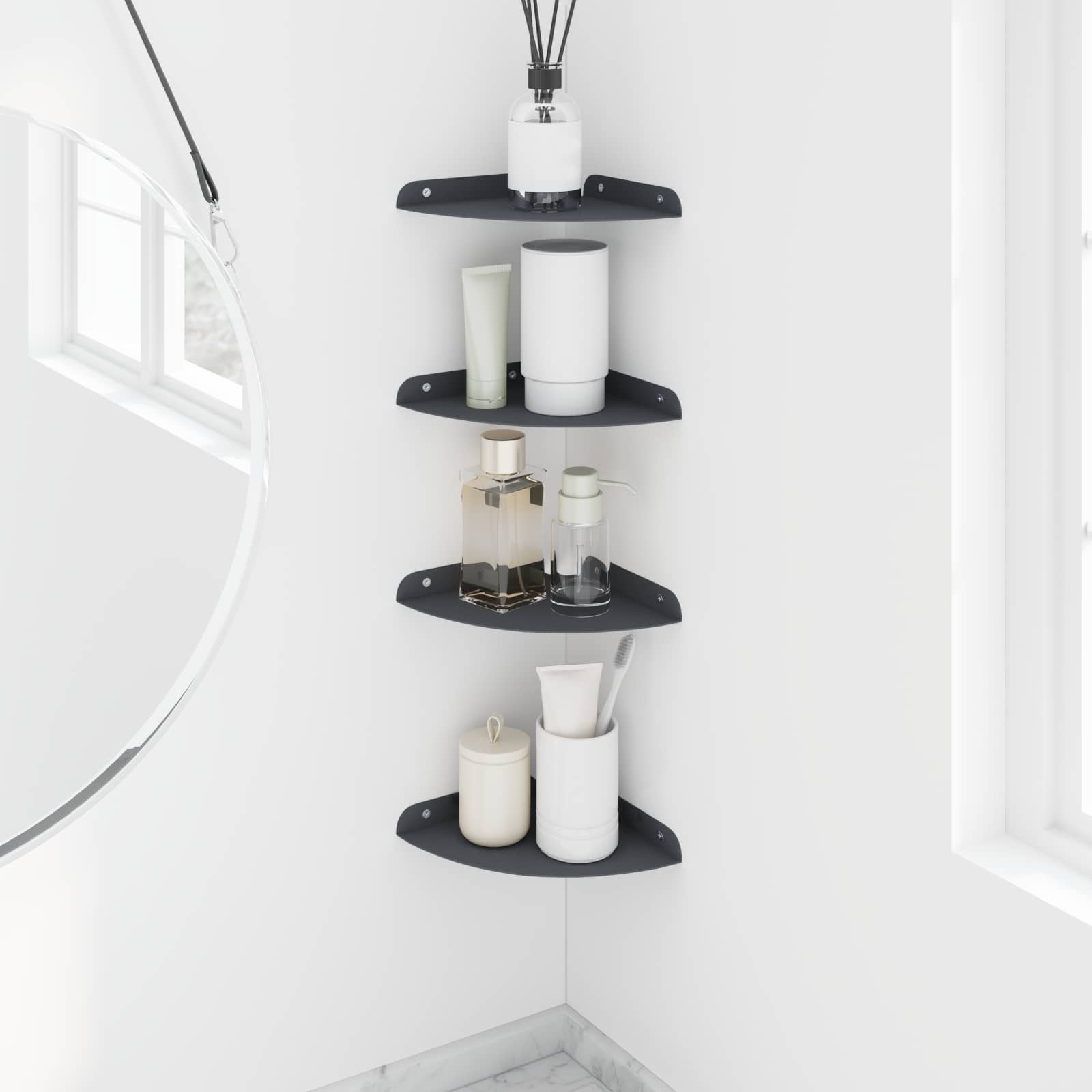 Mensola sospesa con lo scaffale 4 pcs Antracite 18 x 18 x 2 cm | homemem39