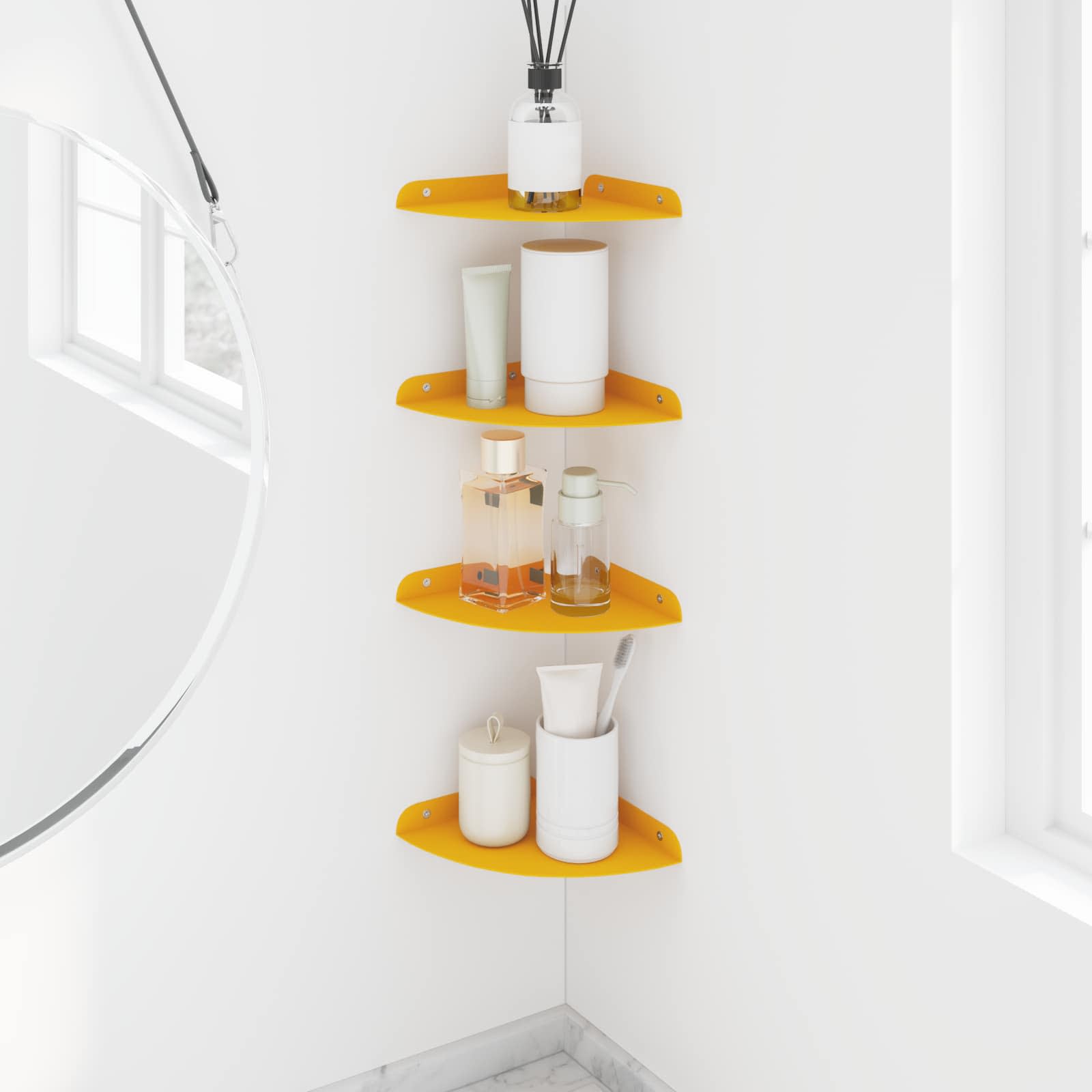 Mensola sospesa 4 pcs Giallo senape 18 x 18 x 2 cm | homemem39