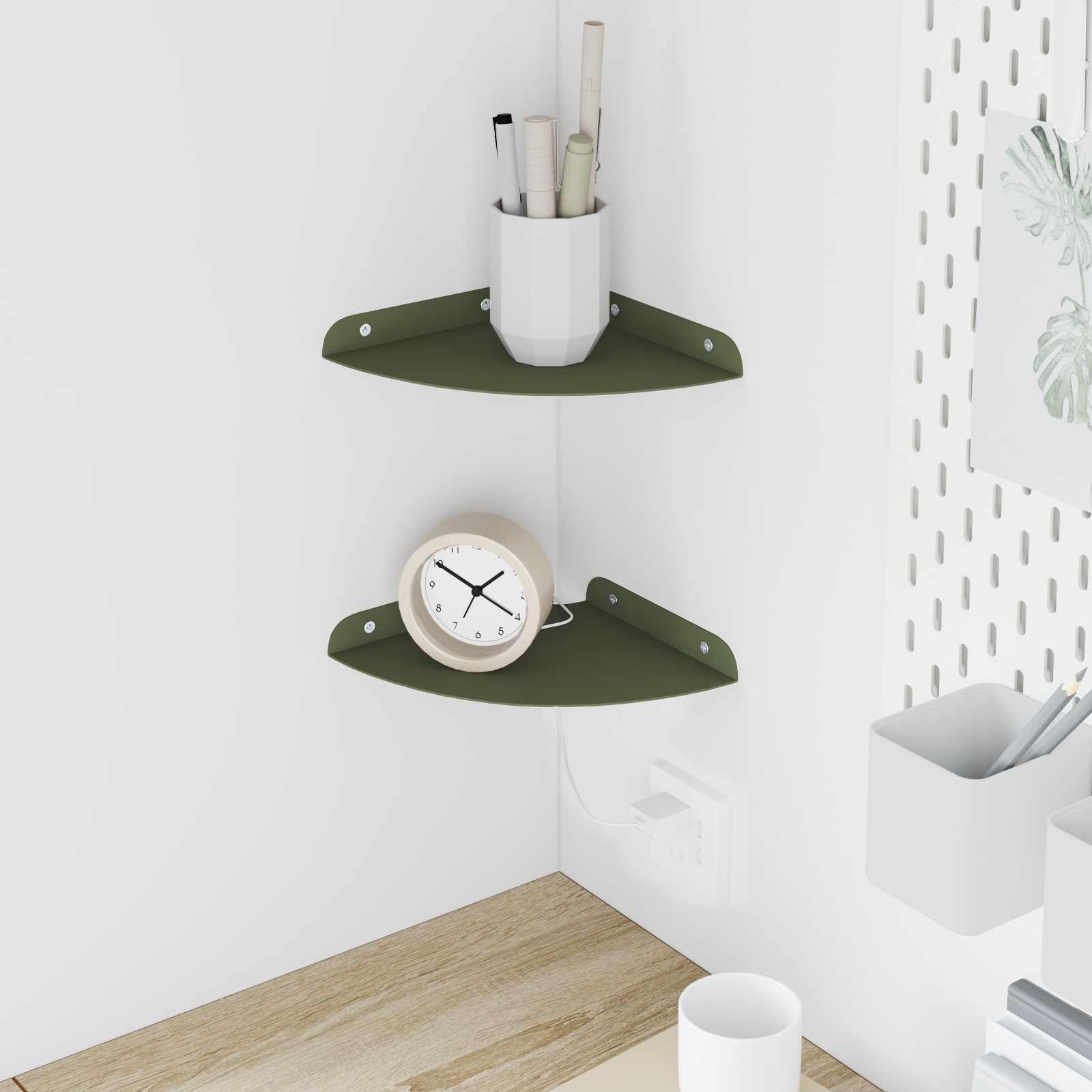 Mensola sospesa 2 pcs Verde oliva 18 x 18 x 2 cm | homemem39