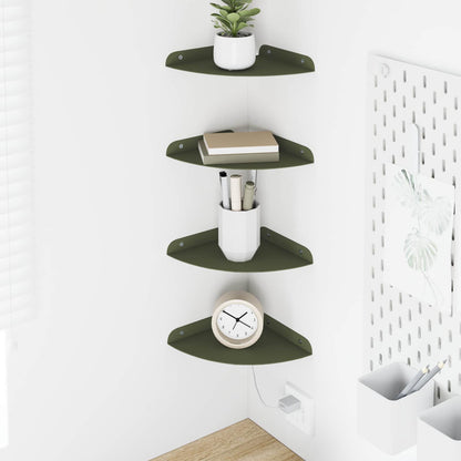 Mensola sospesa 4 pcs Verde oliva 18 x 18 x 2 cm | homemem39