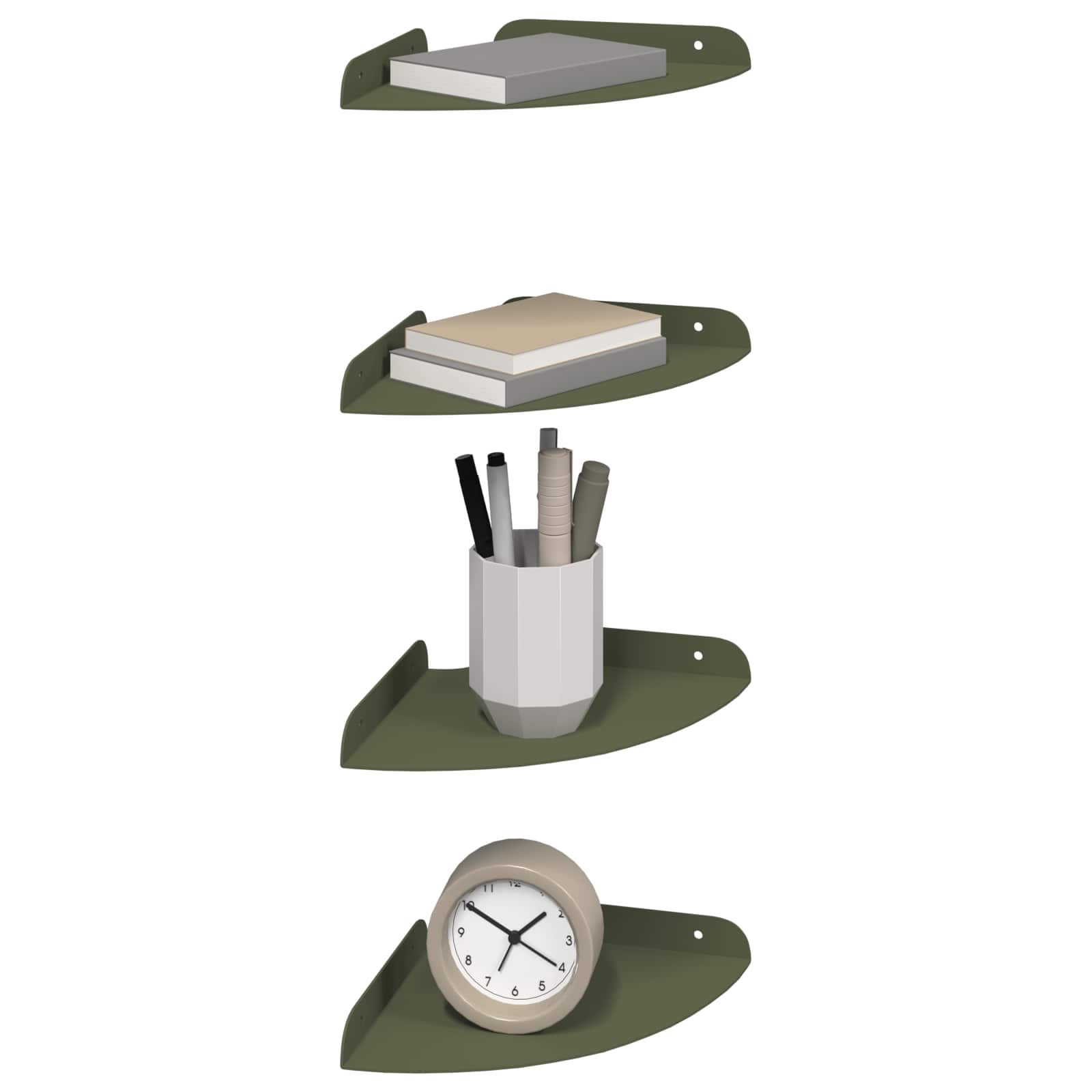 Mensola sospesa 4 pcs Verde oliva 18 x 18 x 2 cm | homemem39