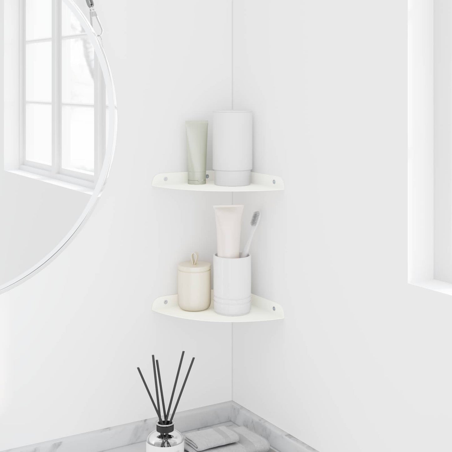Mensola sospesa con lo scaffale 2 pcs Bianco 18 x 18 x 2 cm | homemem39