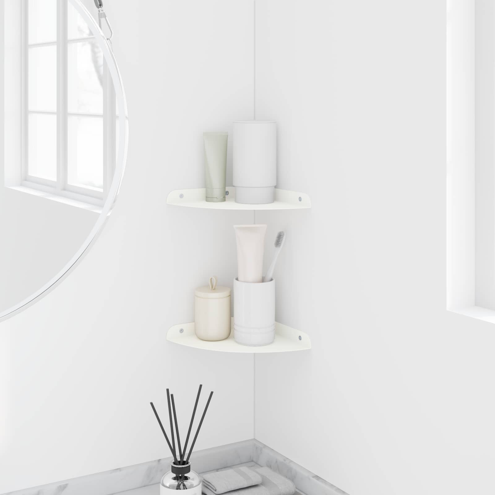 Mensola sospesa con lo scaffale 2 pcs Bianco 18 x 18 x 2 cm | homemem39
