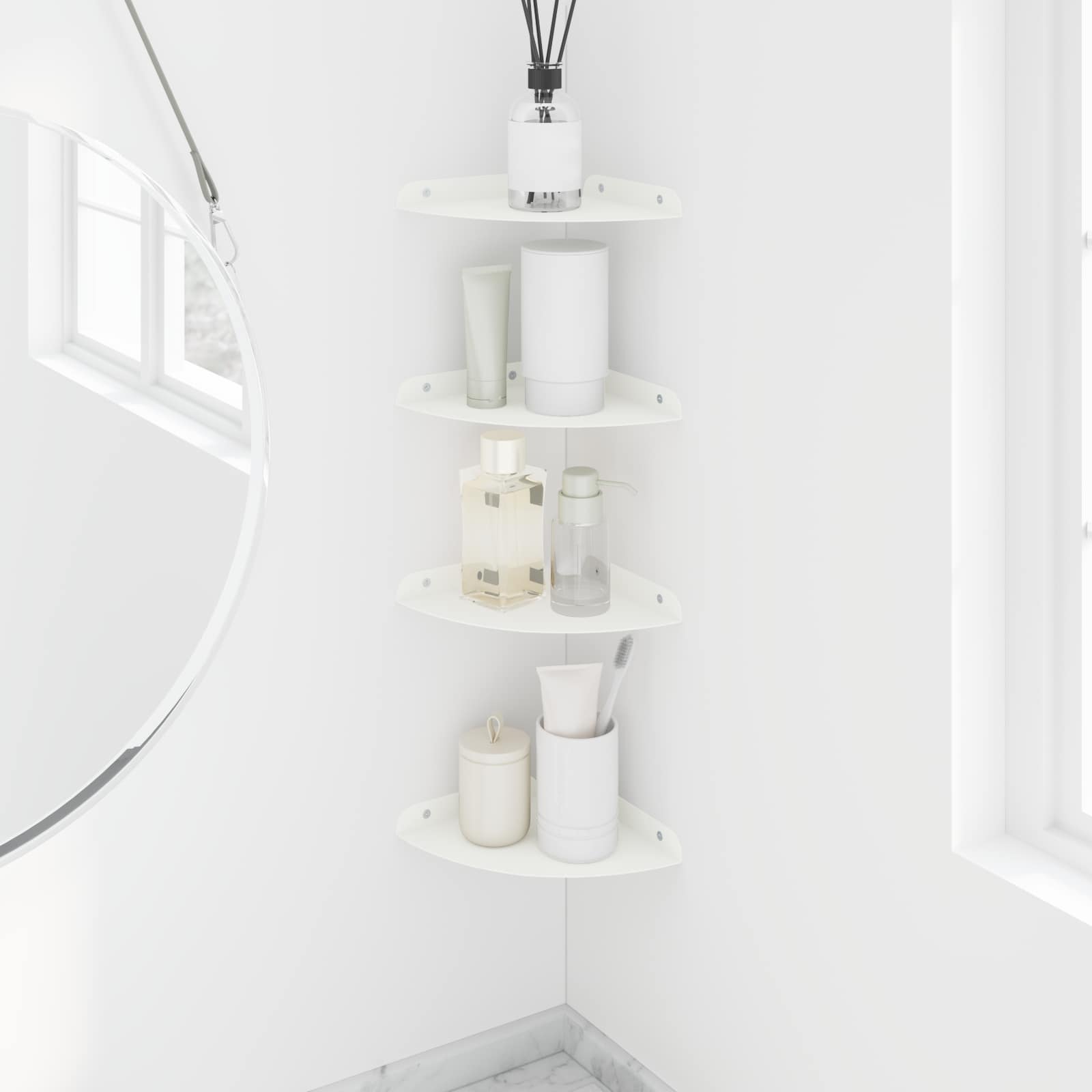 Mensola sospesa con lo scaffale 4 pcs Bianco 18 x 18 x 2 cm | homemem39