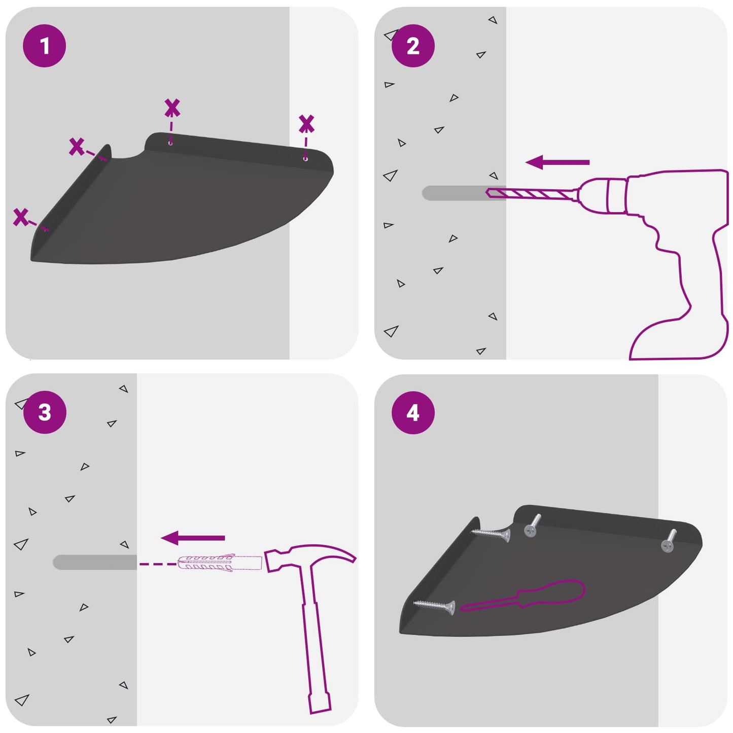Scaffale da parete con lo scaffale 2 pcs Nero 18 x 18 x 2.3 cm