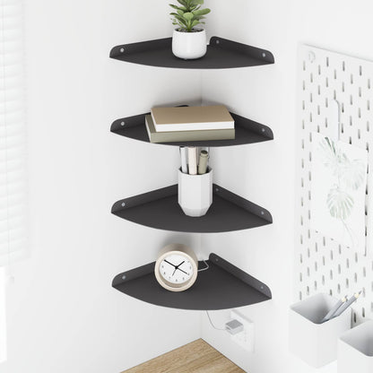 Mensola sospesa con lo scaffale 4 pcs Nero 24 x 24 x 2 cm | homemem39