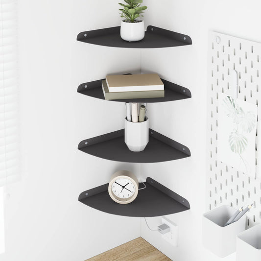 Mensola sospesa con lo scaffale 4 pcs Nero 24 x 24 x 2 cm | homemem39