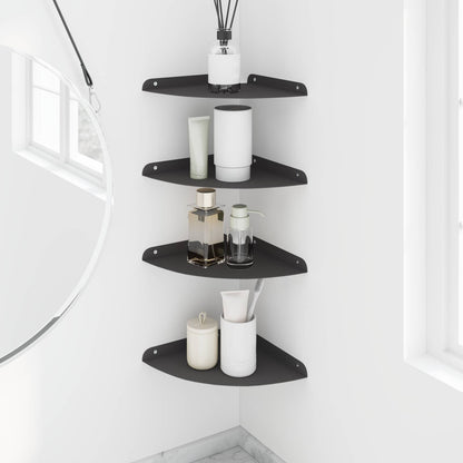 Mensola sospesa con lo scaffale 4 pcs Nero 24 x 24 x 2 cm | homemem39