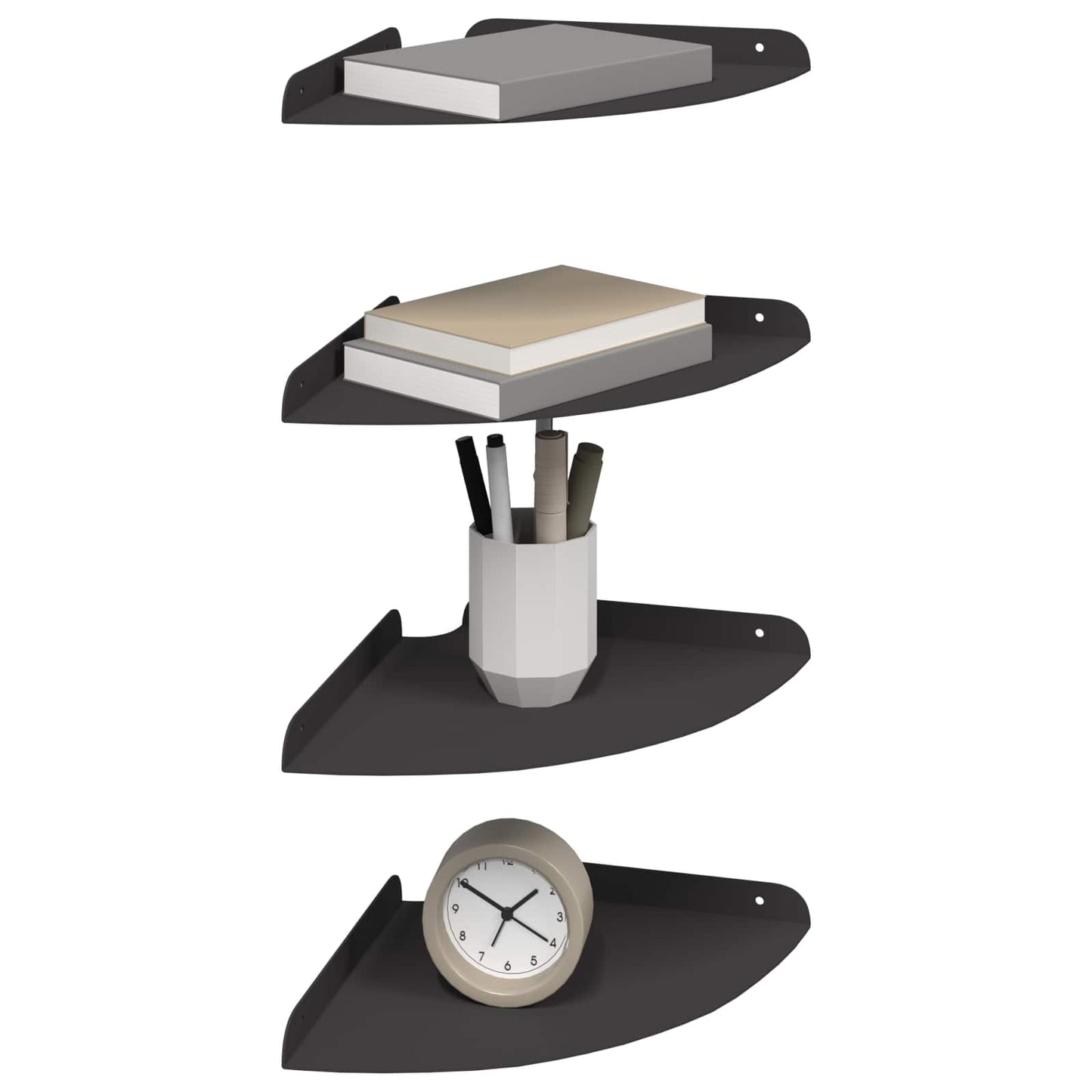 Mensola sospesa con lo scaffale 4 pcs Nero 24 x 24 x 2 cm | homemem39